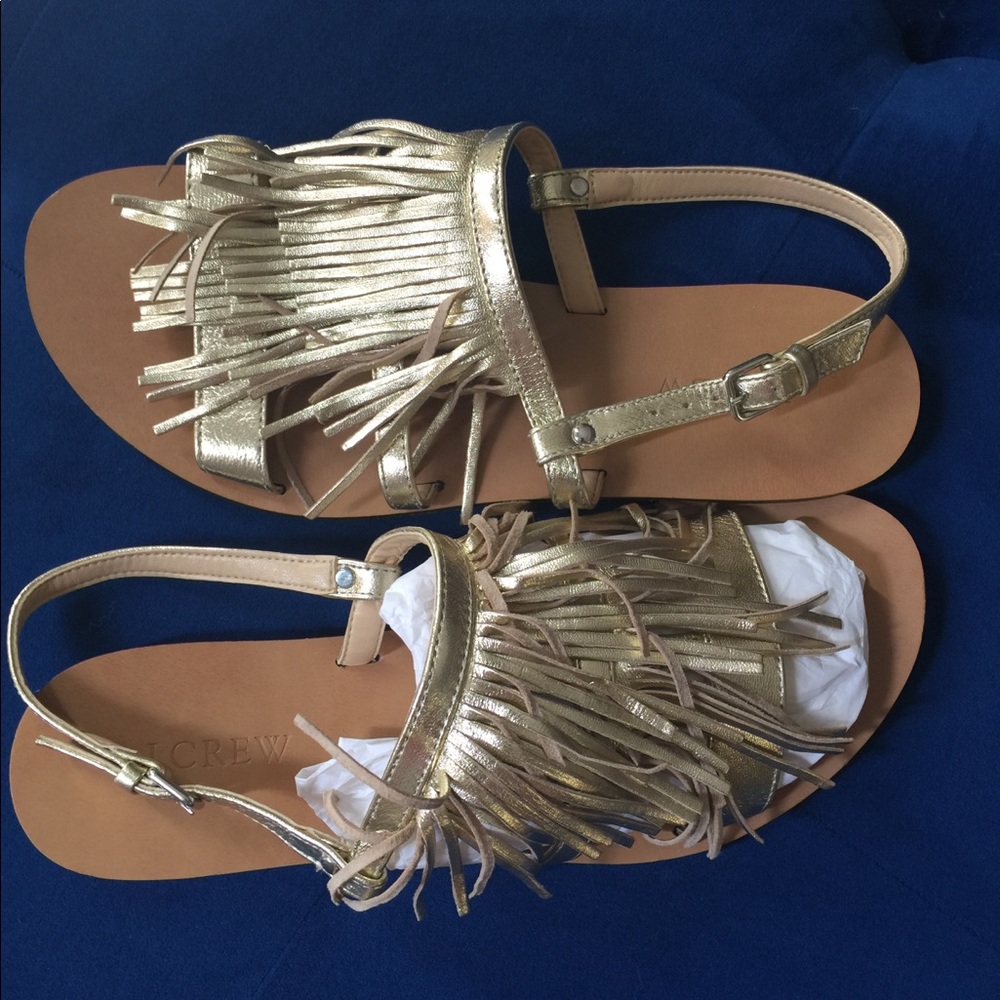 JCREw Gold Fringe Sandals